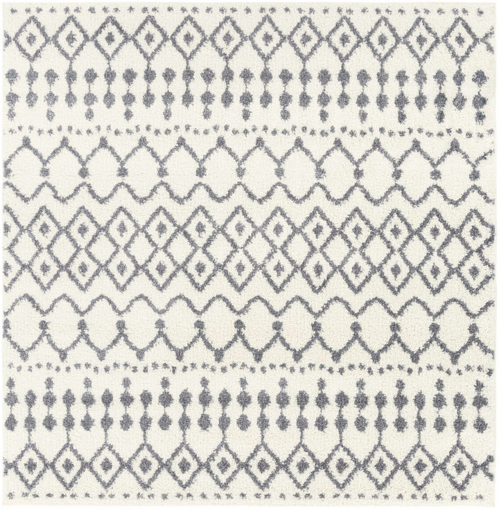 Ivory and Charcoal Geometrical Design Plush Pile Multi Size area rug - The Rug Decor