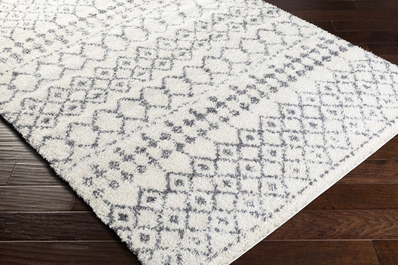 Ivory and Charcoal Geometrical Design Plush Pile Multi Size area rug - The Rug Decor