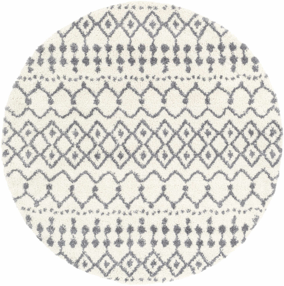 Ivory and Charcoal Geometrical Design Plush Pile Multi Size area rug - The Rug Decor