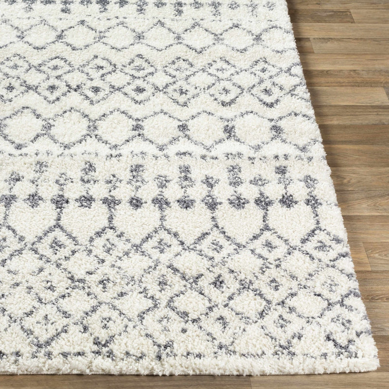 Ivory and Charcoal Geometrical Design Plush Pile Multi Size area rug - The Rug Decor