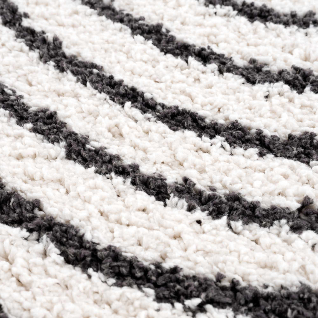 Ivory and Charcoal Geometrical Moroccan Design Plush Pile Area Rug - The Rug Decor