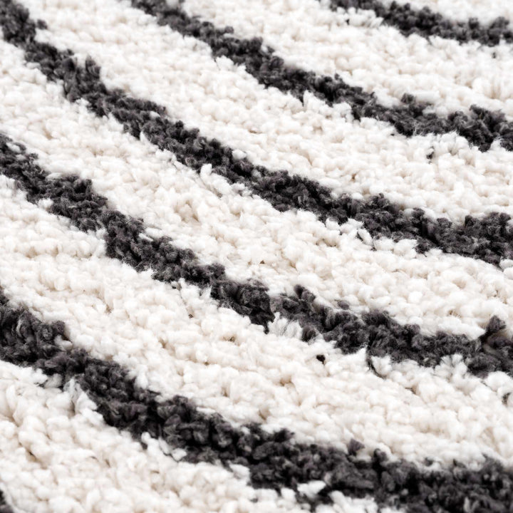 Ivory and Charcoal Geometrical Moroccan Design Plush Pile Area Rug - The Rug Decor