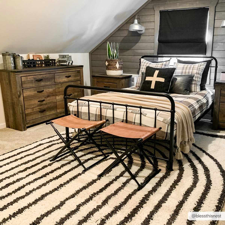 Ivory and Charcoal Geometrical Moroccan Design Plush Pile Area Rug - The Rug Decor