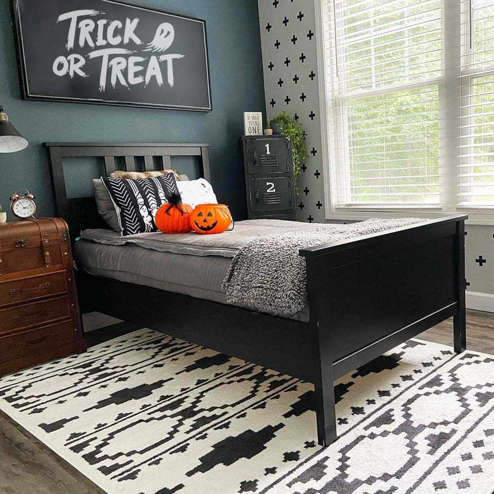 Ivory and Charcoal High low Texture Tribal Design Area Rug - The Rug Decor