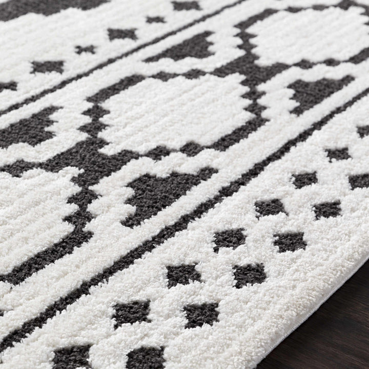 Ivory and Charcoal High low Texture Tribal Design Area Rug - The Rug Decor
