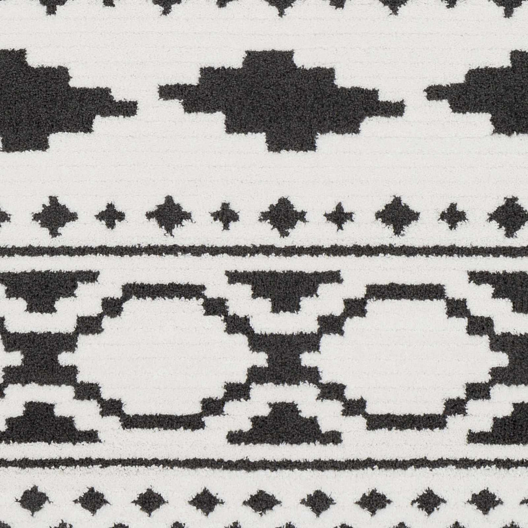 Ivory and Charcoal High low Texture Tribal Design Area Rug - The Rug Decor