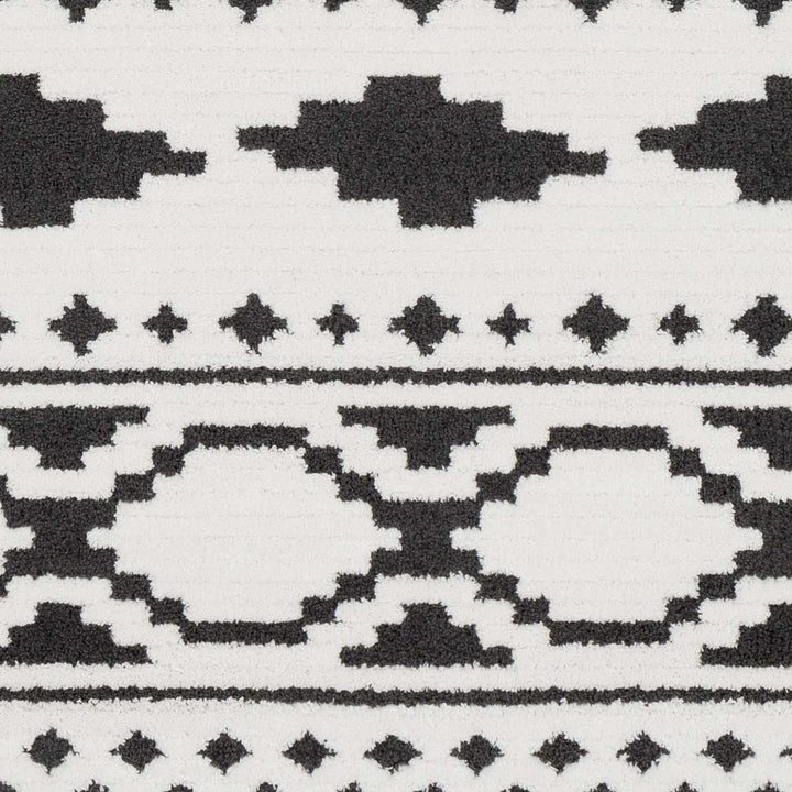 Ivory and Charcoal High low Texture Tribal Design Area Rug - The Rug Decor