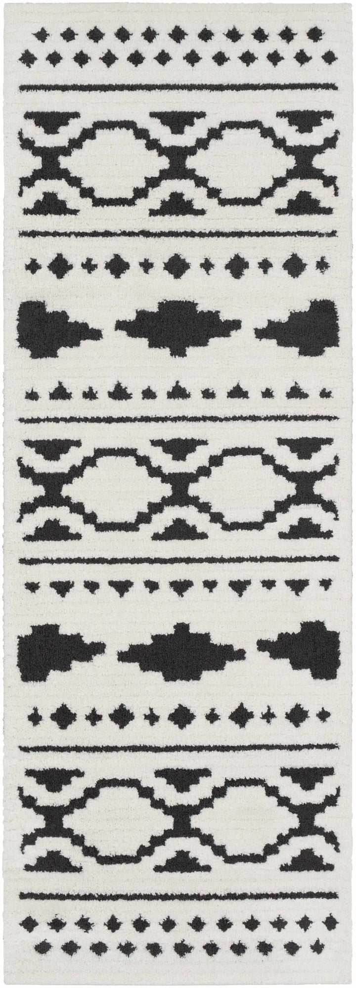 Ivory and Charcoal High low Texture Tribal Design Area Rug - The Rug Decor