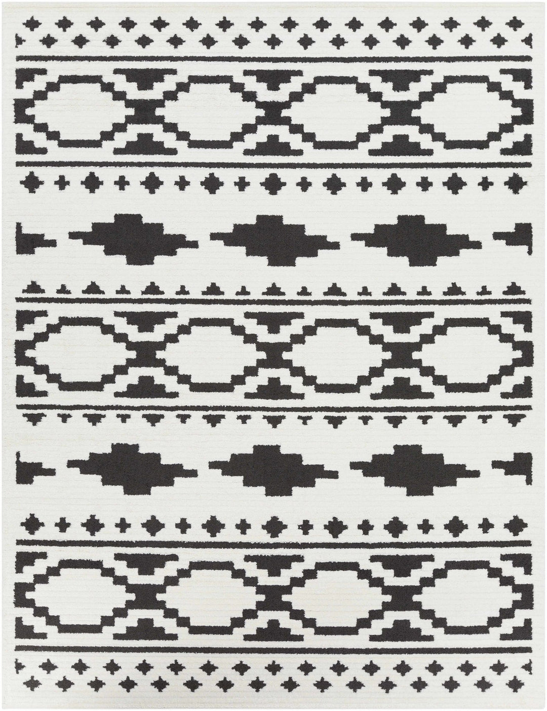 Ivory and Charcoal High low Texture Tribal Design Area Rug - The Rug Decor