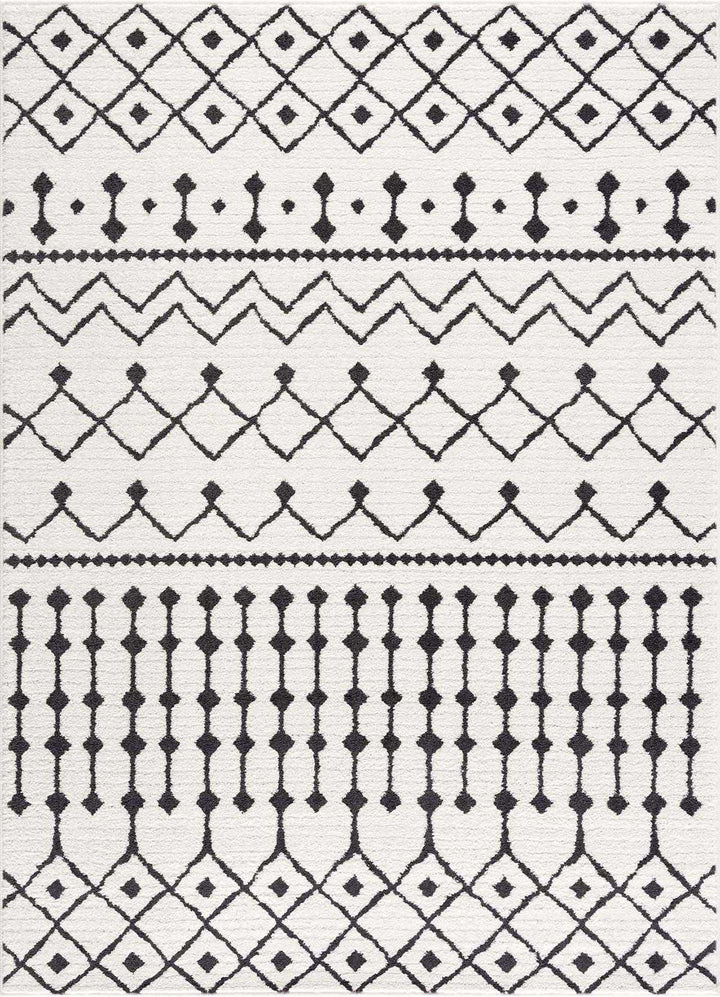 Ivory and Charcoal Traditional Tribal Design Multi size area rug - The Rug Decor