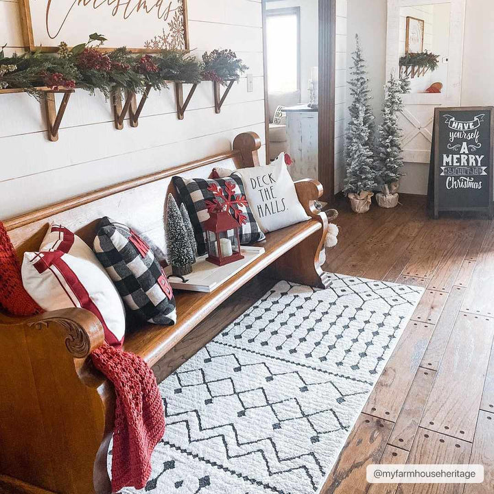 Ivory and Charcoal Traditional Tribal Design Multi size area rug - The Rug Decor