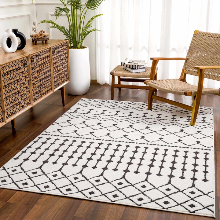 Ivory and Charcoal Traditional Tribal Design Multi size area rug - The Rug Decor