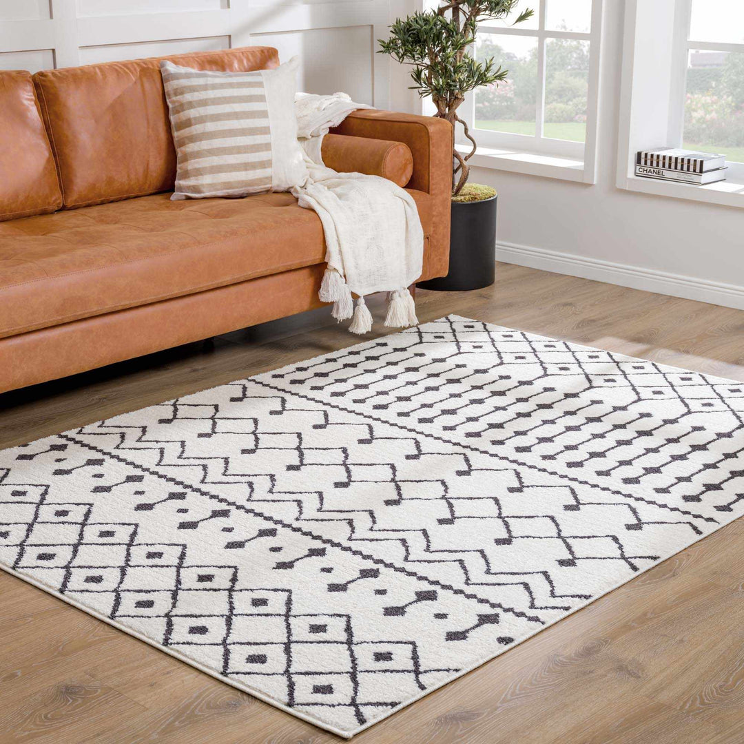 Ivory and Charcoal Traditional Tribal Design Multi size area rug - The Rug Decor