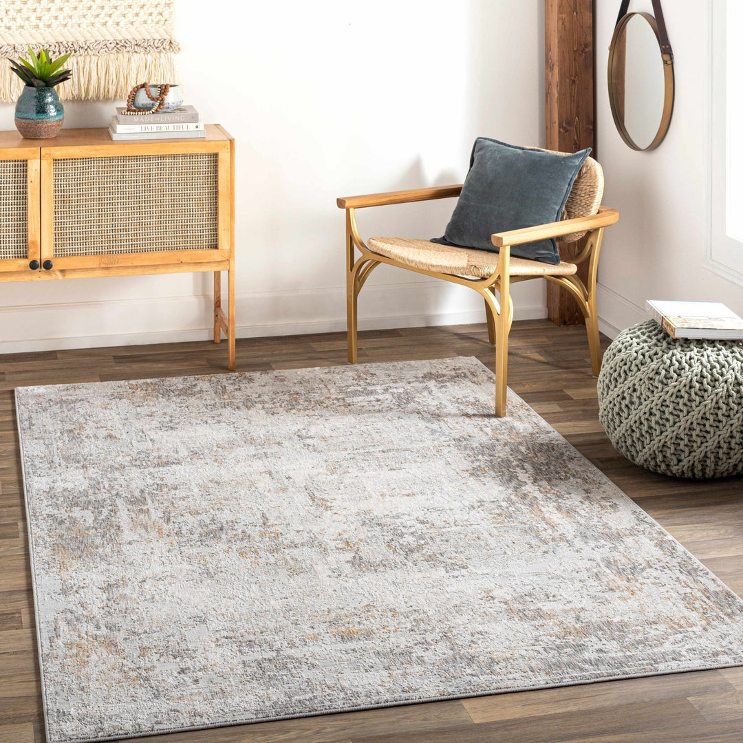 Senter Ivory Machine Rug Ivory And Gray Contemporary Style Machine Woven Area Rug