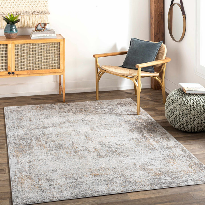 Ivory And Gray Contemporary Style Machine Woven Area Rug - The Rug Decor