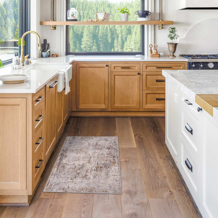 Ivory And Gray Contemporary Style Machine Woven Area Rug - The Rug Decor