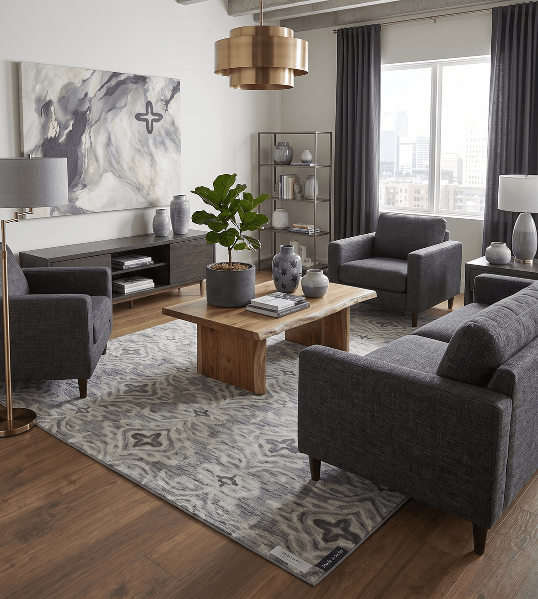 Ivory And Gray Modern Style Hand Tufted Wool Area rug - The Rug Decor
