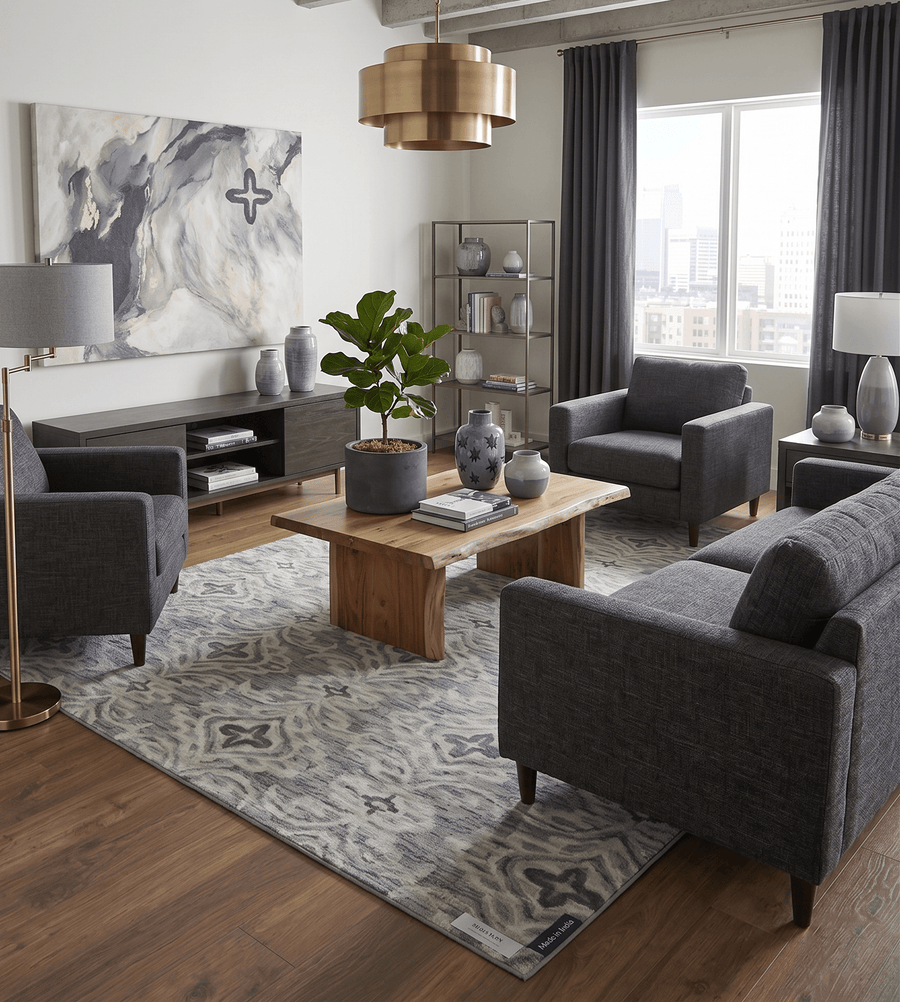 Ivory And Gray Modern Style Hand Tufted Wool Area rug - The Rug Decor