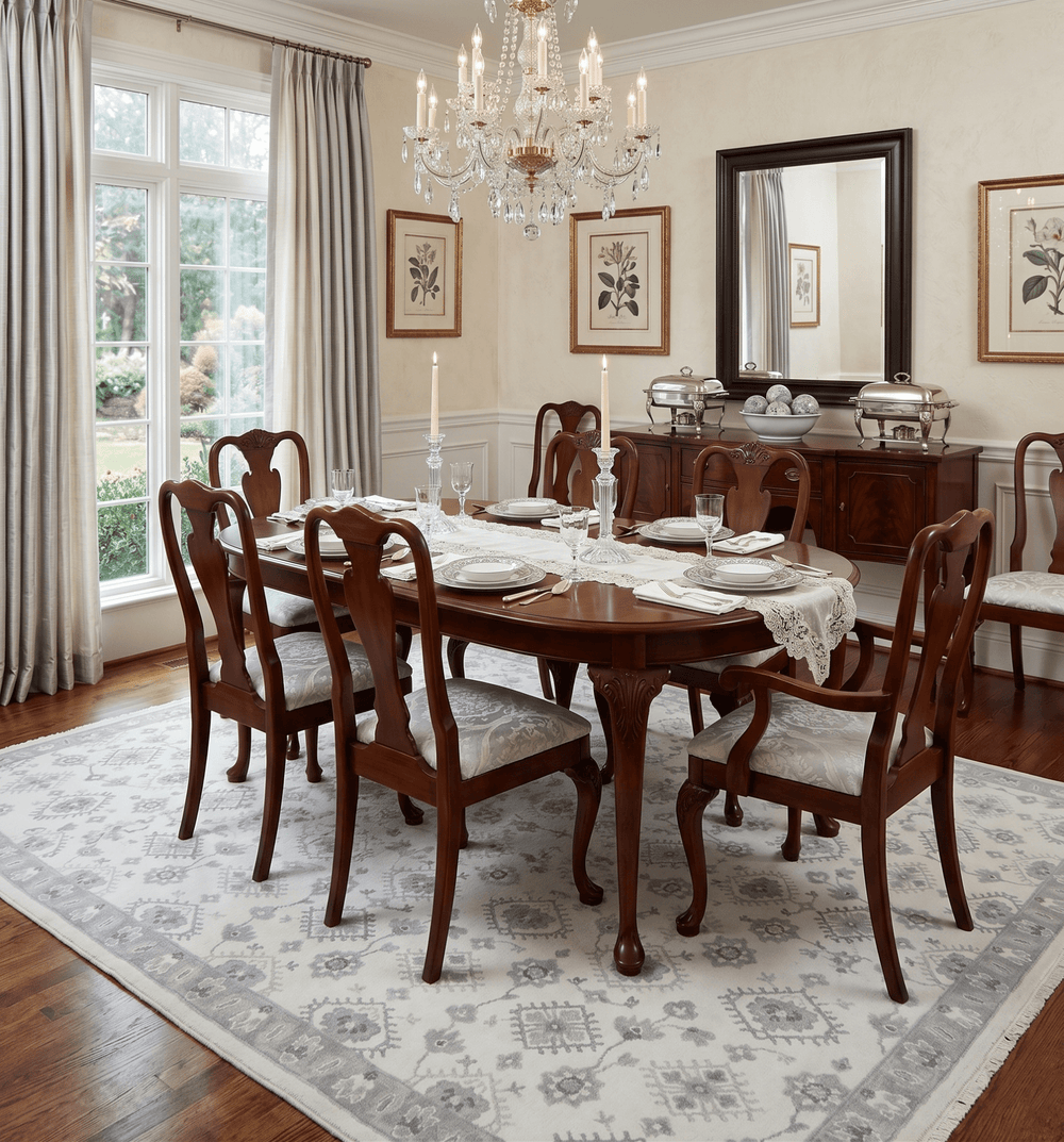 Ivory and Gray Persian Hand Knotted Traditional Antique Textured Low Pile Wool Rug - The Rug Decor