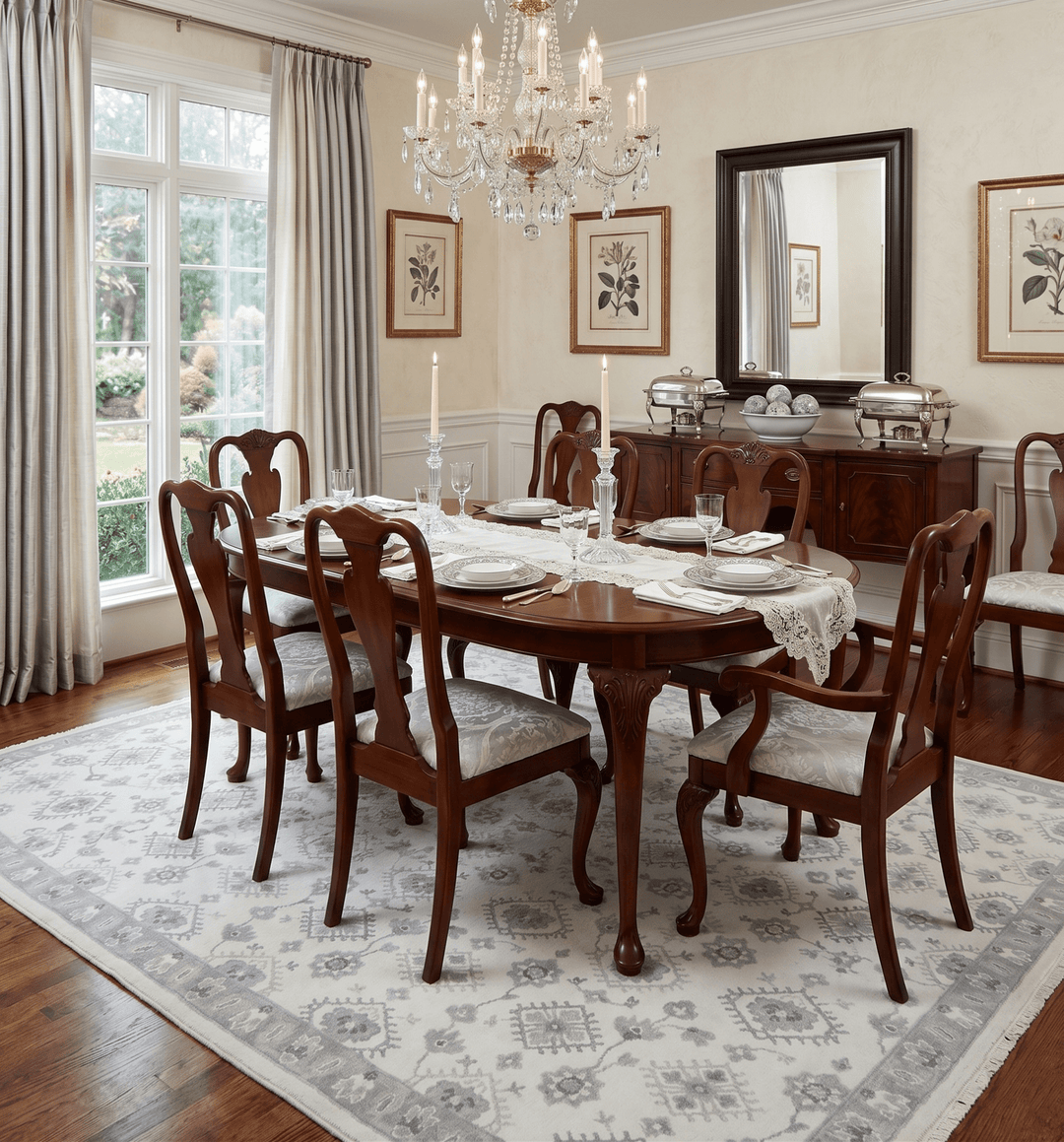 Ivory and Gray Persian Hand Knotted Traditional Antique Textured Low Pile Wool Rug - The Rug Decor