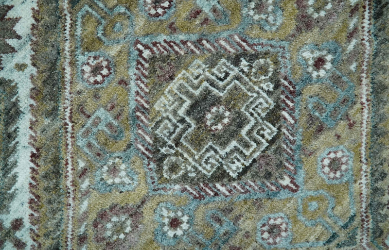 Ivory and Olive 8x10 Hand Knotted Traditional Design wool area rug - The Rug Decor