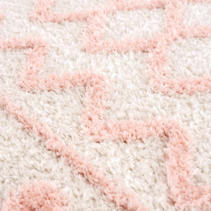Ivory and Peach Tribal Design High low Texture Plush Pile Area Rug - The Rug Decor
