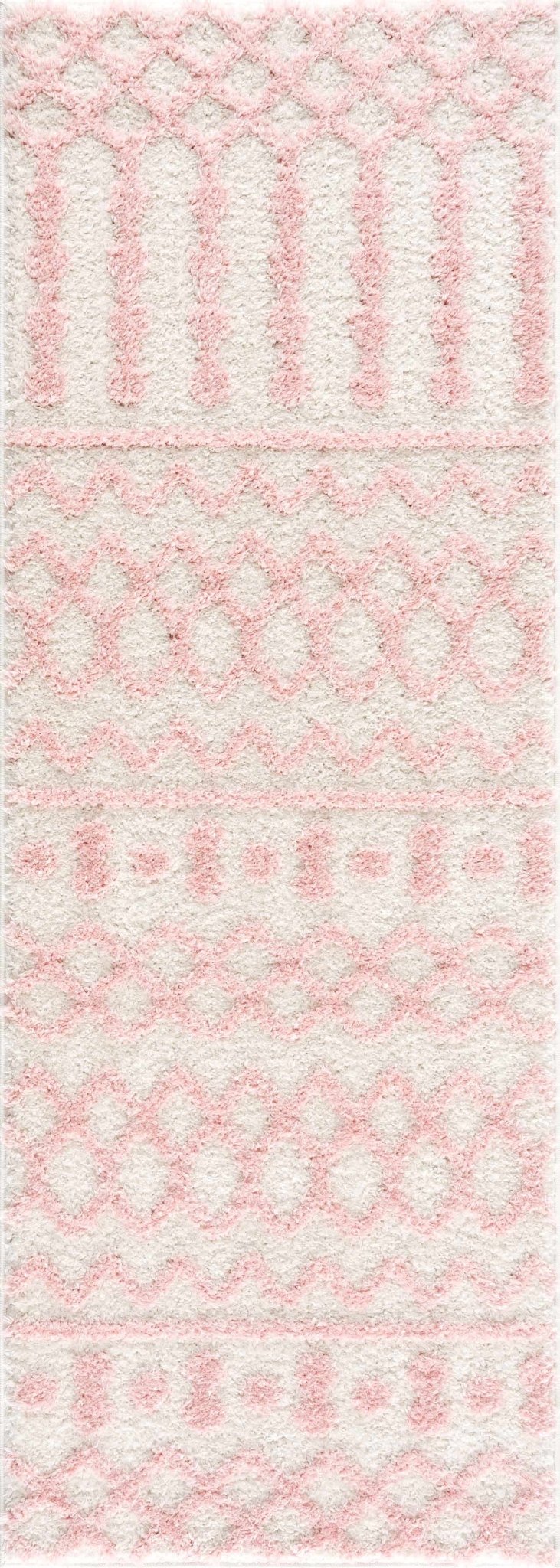 Ivory and Peach Tribal Design High low Texture Plush Pile Area Rug - The Rug Decor