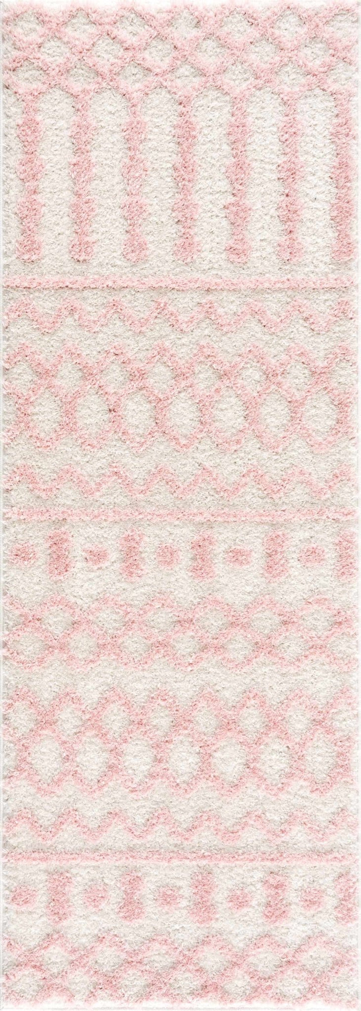 Ivory and Peach Tribal Design High low Texture Plush Pile Area Rug - The Rug Decor