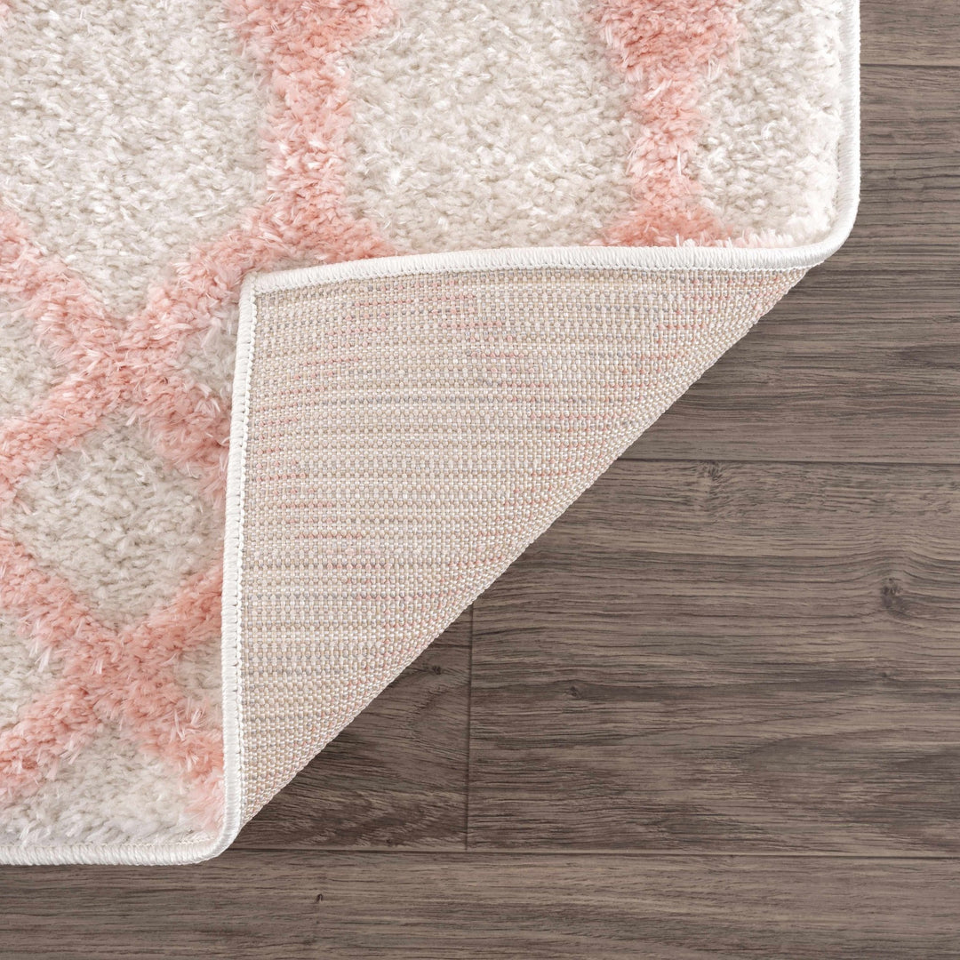 Ivory and Peach Tribal Design High low Texture Plush Pile Area Rug - The Rug Decor