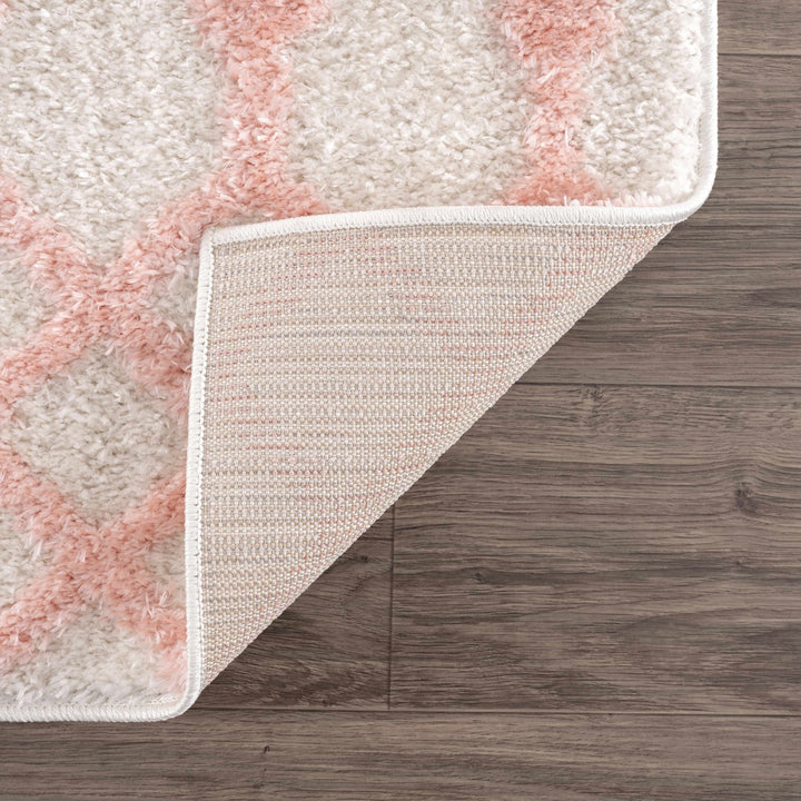 Ivory and Peach Tribal Design High low Texture Plush Pile Area Rug - The Rug Decor