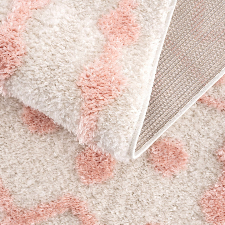 Ivory and Peach Tribal Design High low Texture Plush Pile Area Rug - The Rug Decor