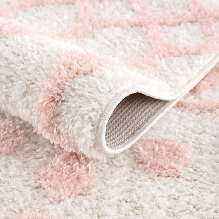 Ivory and Peach Tribal Design High low Texture Plush Pile Area Rug - The Rug Decor
