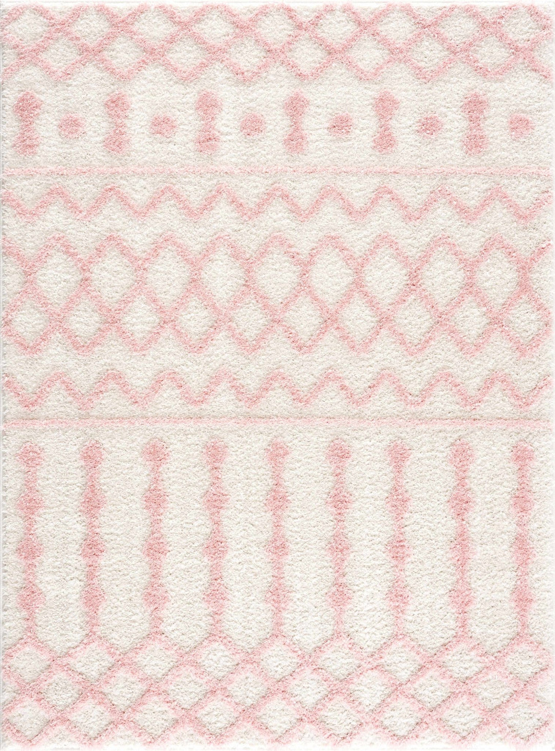 Ivory and Peach Tribal Design High low Texture Plush Pile Area Rug - The Rug Decor