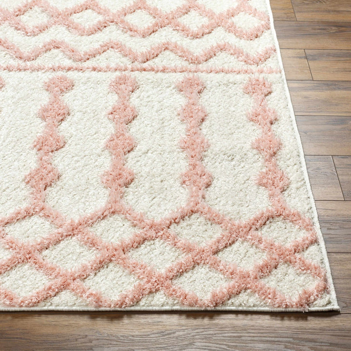 Ivory and Peach Tribal Design High low Texture Plush Pile Area Rug - The Rug Decor