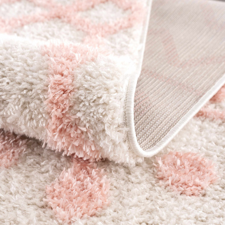 Ivory and Peach Tribal Design High low Texture Plush Pile Area Rug - The Rug Decor