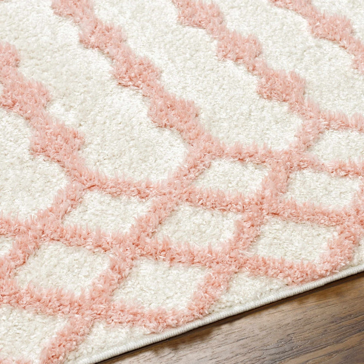 Ivory and Peach Tribal Design High low Texture Plush Pile Area Rug - The Rug Decor