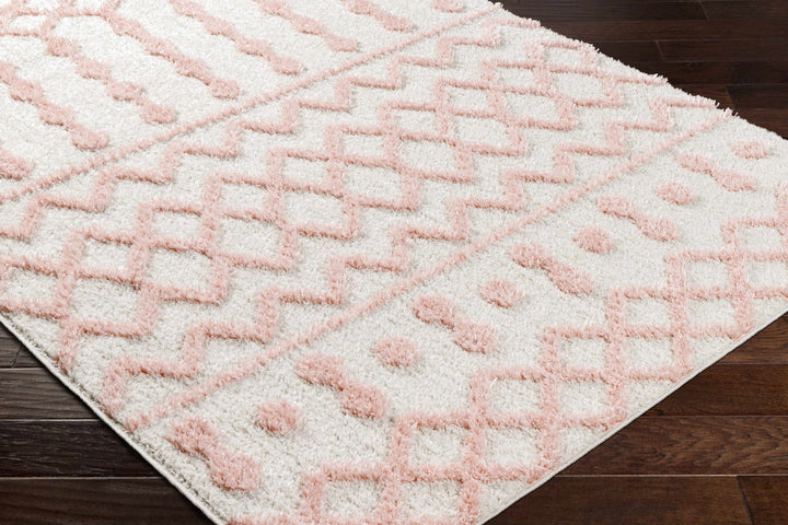 Ivory and Peach Tribal Design High low Texture Plush Pile Area Rug - The Rug Decor