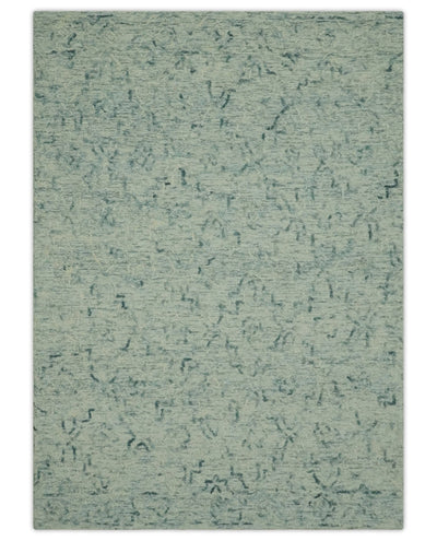 Ivory and Teal Modern Abstract 5x7 Hand Tufted wool area rug - The Rug Decor