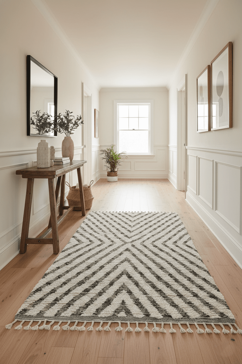 Ivory, Beige and Charcoal Modern Stripes Plush Pile Moroccan Style Hand knotted 5x8 wool Area Rug - The Rug Decor