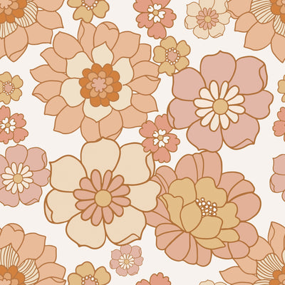 Ivory, Beige and Pink Beautiful Flower Printed self - adhesive Wallpaper - The Rug Decor