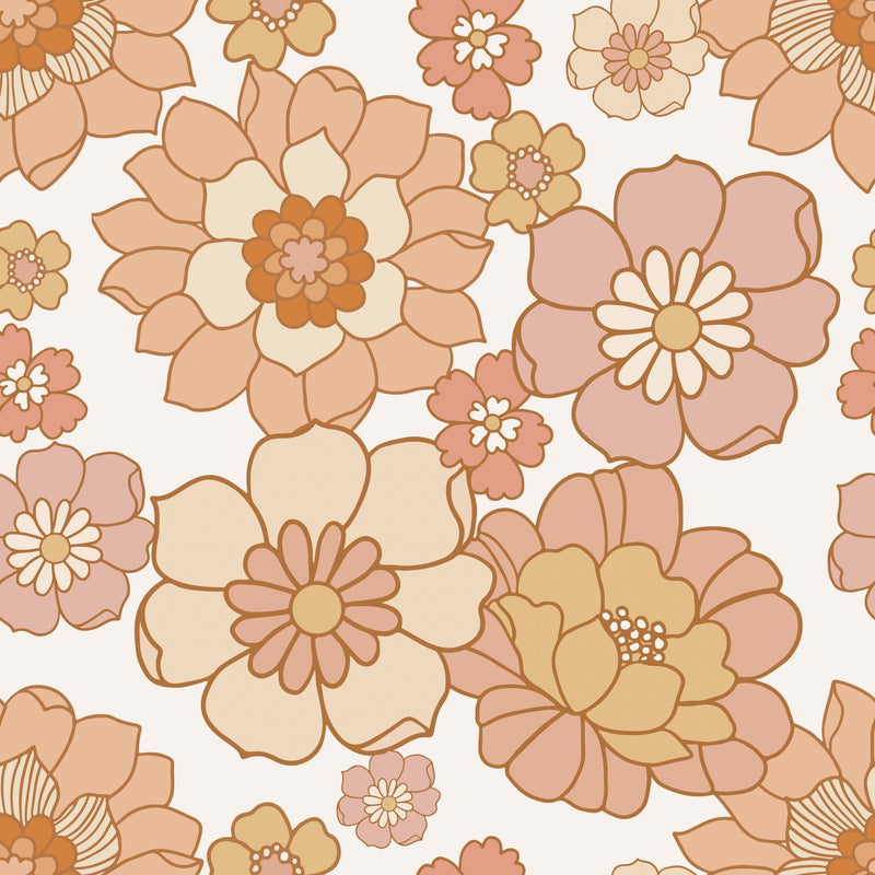 Ivory, Beige and Pink Beautiful Flower Printed self - adhesive Wallpaper - The Rug Decor