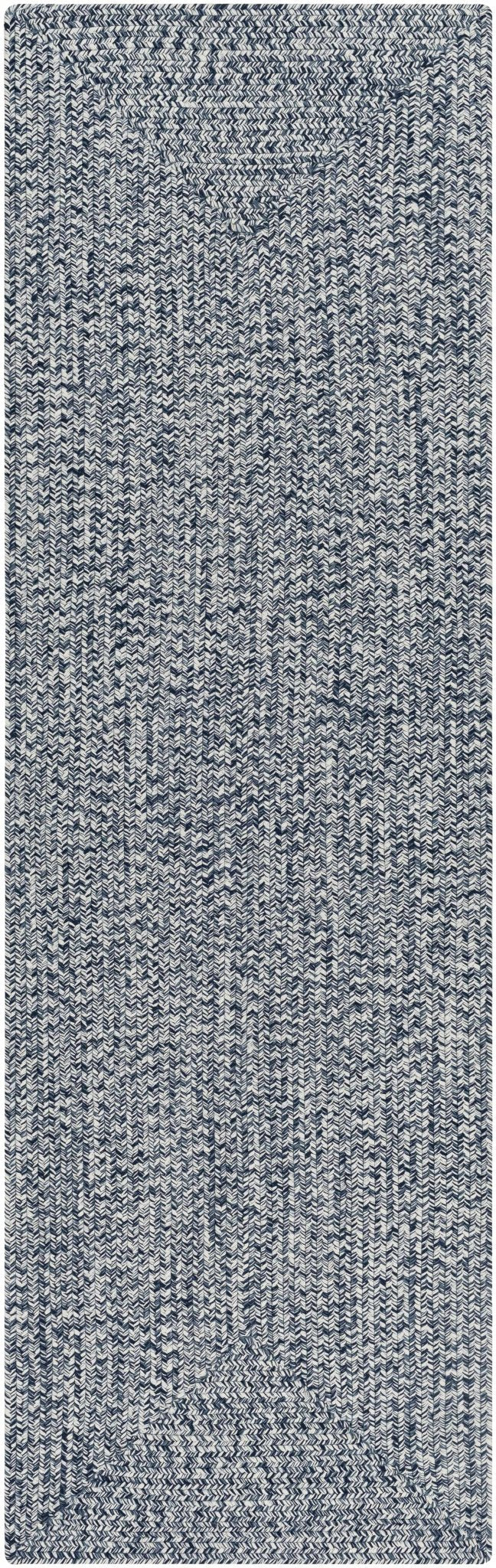 Ivory, Blue and Gray Chevron Design Braided Outdoor safe area Rug - The Rug Decor