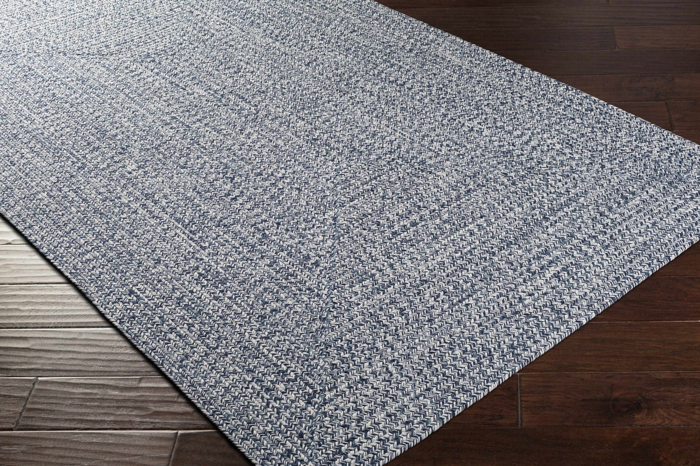 Ivory, Blue and Gray Chevron Design Braided Outdoor safe area Rug - The Rug Decor