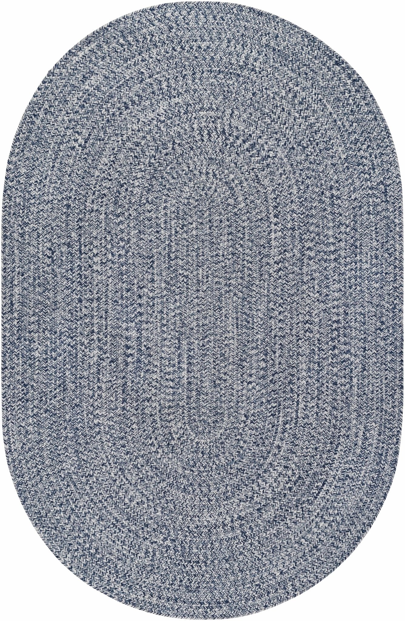 Ivory, Blue and Gray Chevron Design Braided Outdoor safe area Rug - The Rug Decor