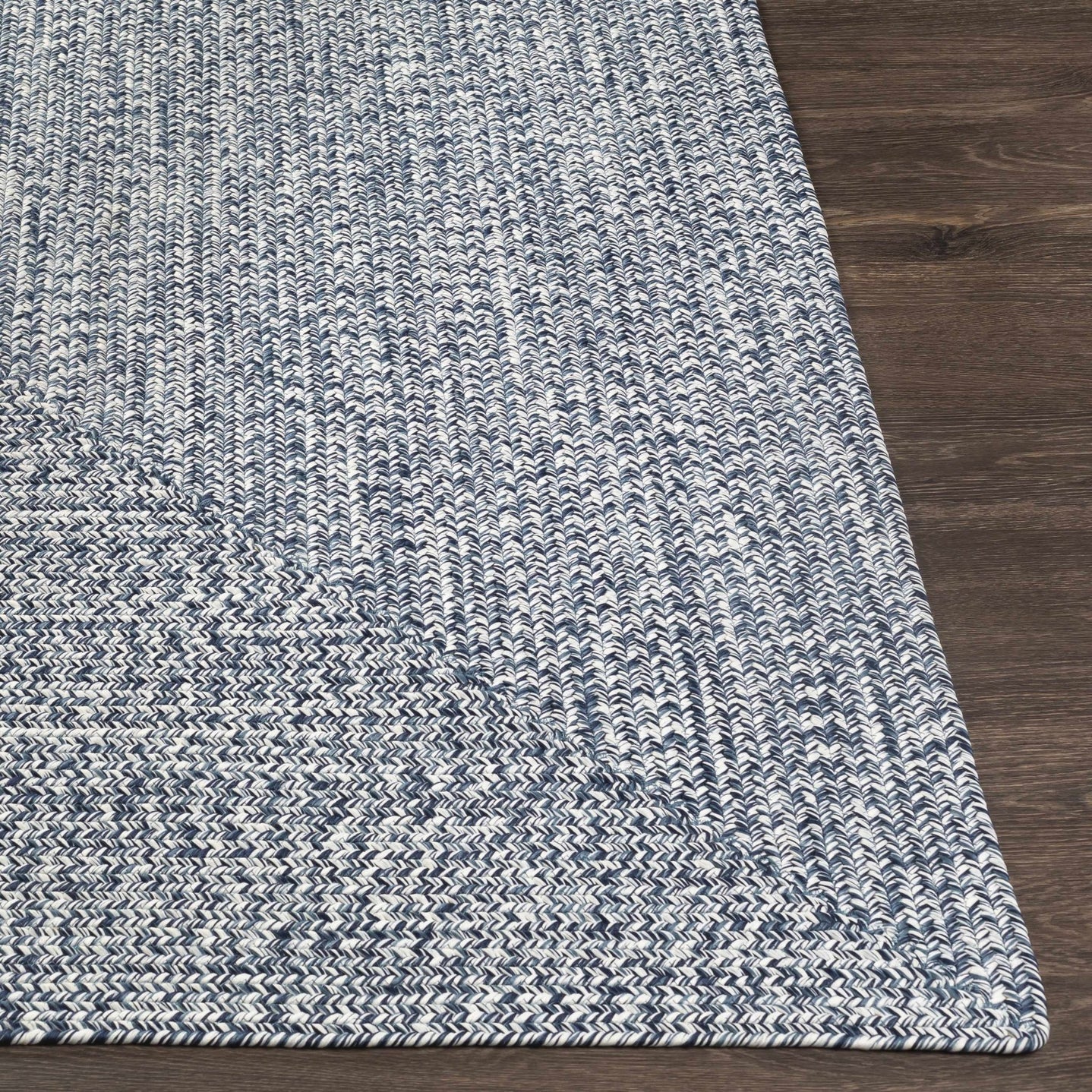 Ivory, Blue and Gray Chevron Design Braided Outdoor safe area Rug - The Rug Decor