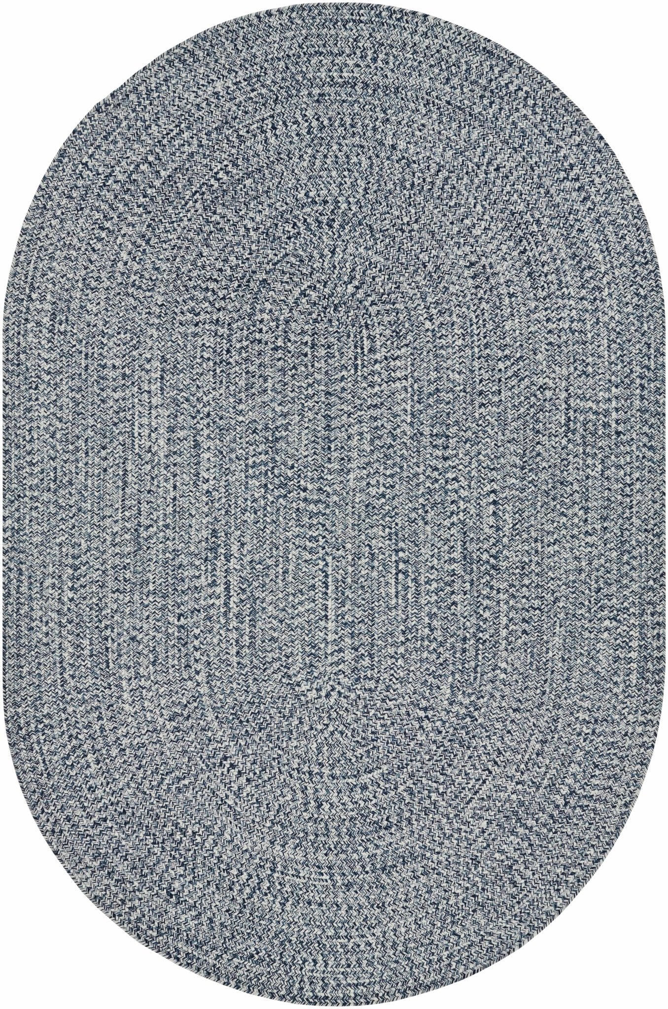 Ivory, Blue and Gray Chevron Design Braided Outdoor safe area Rug - The Rug Decor
