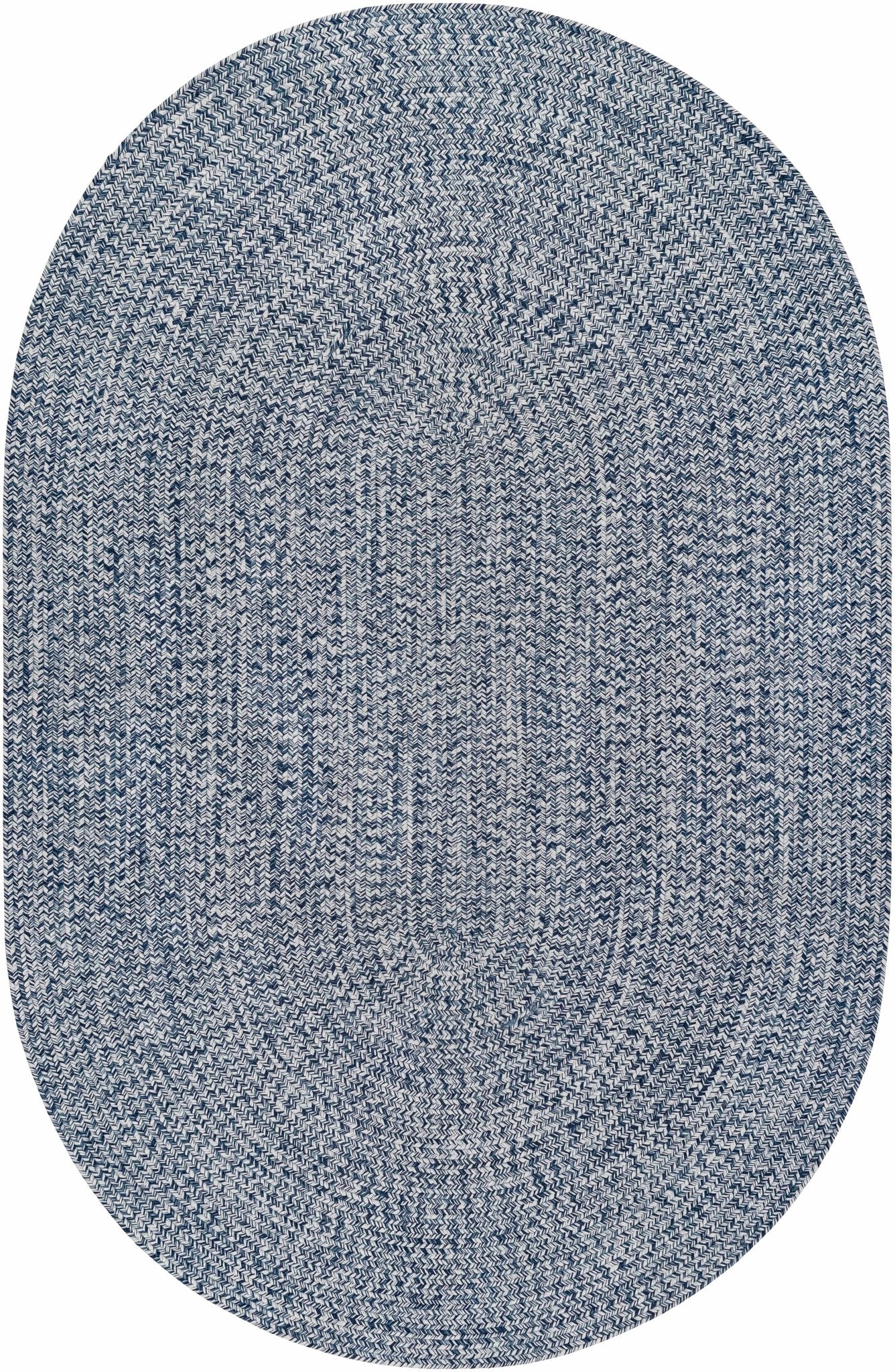 Ivory, Blue and Gray Chevron Design Braided Outdoor safe area Rug - The Rug Decor