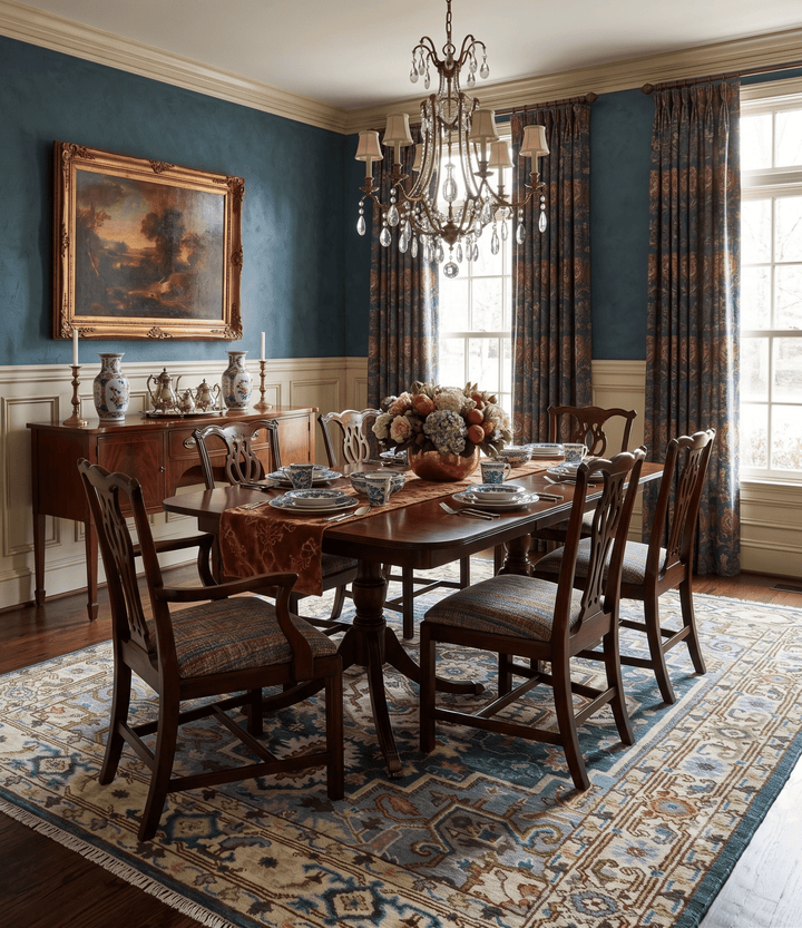 Ivory, Blue, Rust and Beige Hand knotted Traditional Heriz wool Area Rug - The Rug Decor