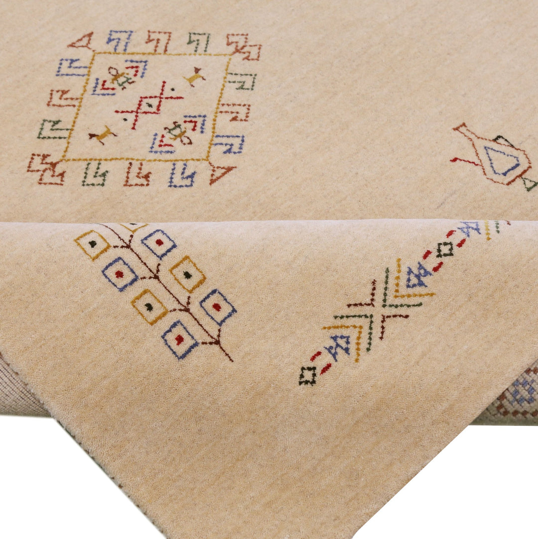 Ivory Border Patterns Hand Loomed Wool Area Rug - The Rug Decor