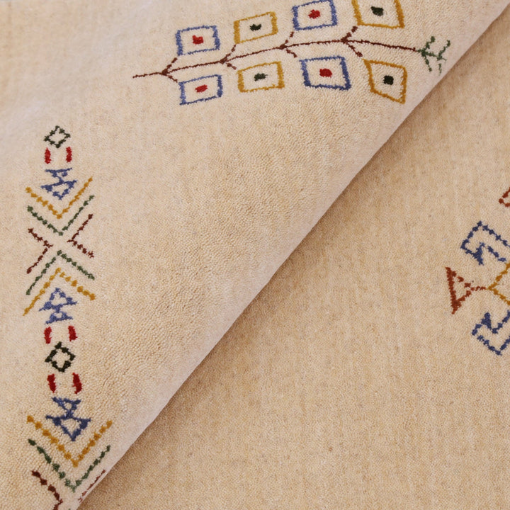 Ivory Border Patterns Hand Loomed Wool Area Rug - The Rug Decor